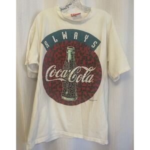VTG 90s Coca Cola Mosaic Bottle White T Shirt Men's XL
